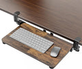Small Keyboard Tray Under Desk, Pull Out Keyboard & Mouse Tray with Adjustable C-clamp, 20(25.9 Including Clamps) x 11.8 Inch Slide Out Computer Keyboard Drawer Mouse Tray for Typing, Brown