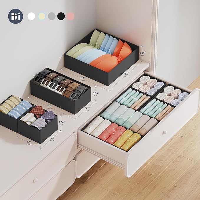 DIMJ Drawer Organizer Clothes Storage- 18 Pack Baby Dresser Organizer for Nursery, Foldable Closet Drawer Organizer Bins for Bedroom Organization, Fabric Storage Dividers for Socks, Underwears, Bras