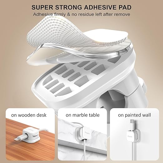 24 Pack Magnetic Cable Clip Organizer Cord Holder, Picozon Adhesive Cable Management, Wire Phone USB Charger Cable Holder, Keeper Organizer for Office Home Desktop Table - White