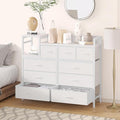 Jojoka 9 Drawer Dresser TV Stand with Charging Station,Modern Entertainment Center for Living Room & Bedroom with Power Outlets, Open Storage Shelves, White