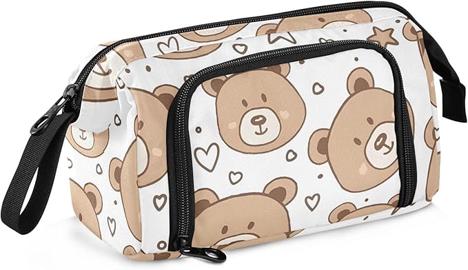 Bolaz Big Capacity Pencil Pen Case Pouch Bag School College Office Organizer for Teens Girls Adults Student-Cute Bear