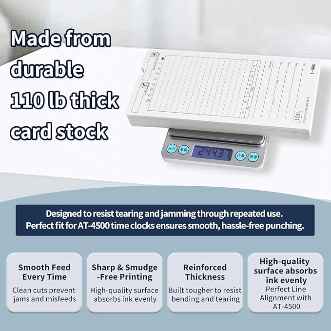 100 Time Cards AT-4500 Employer Time Cards Double-Sided (with Separate Box)