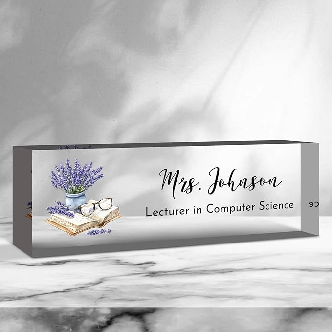 Teacher Desk Name Plate Personalized, Custom Name Plate for Desk, Acrylic Desktop Accessories, Office Gift & Decor for Women Men, Teacher Nurse Boss Employee Appreciation Gifts