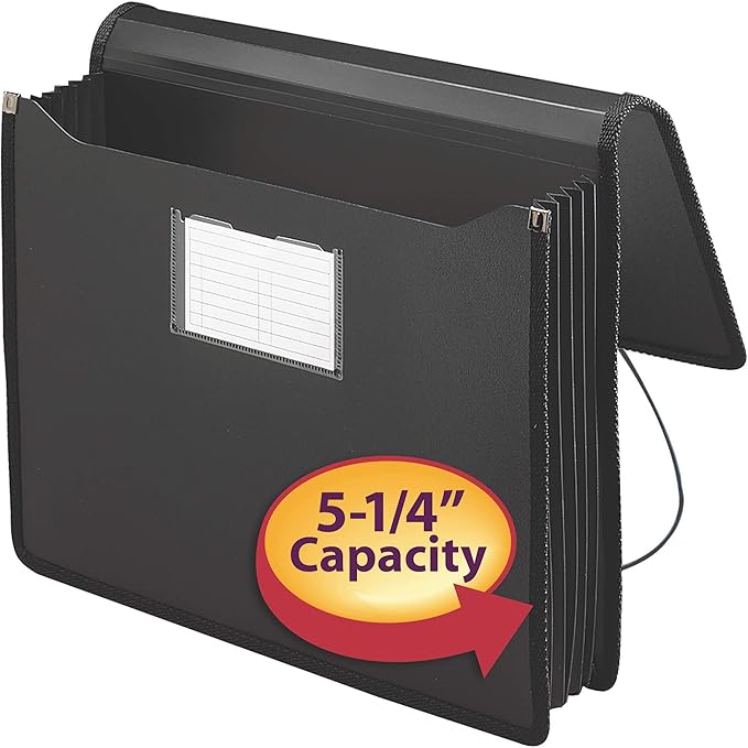 Smead Poly Premium Expanding File Wallet with Closure, 5-1/4" Expansion, Letter Size, Black (71500) (Pack of 2)