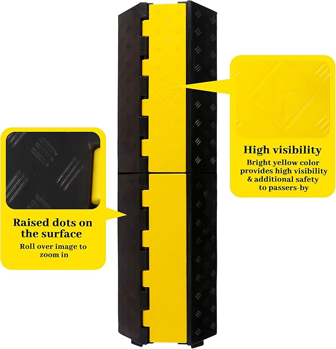 Rubber Cable Ramp Cable Protector Ramps Wire Hose Protective 1 Channel Traffic Rubber Plastic Cord Cover Speed Bump for Asphalt Concrete Gravel Driveway Outdoor, 1 Pack