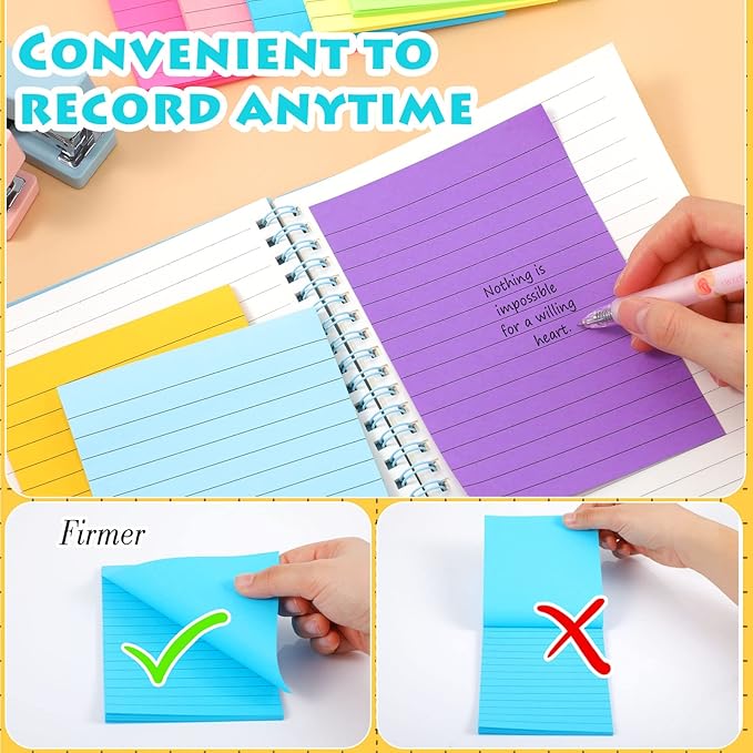 Yexiya 64 Pcs Lined Sticky Notes Self Stick Notes with Lines Bright Assorted Colors Sticky Pad for Home Office Products Post Memos, 1920 Sheets(4 x 6 Inch,Classic Color)
