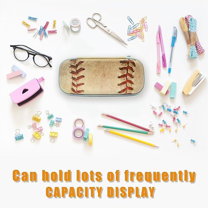 Retro Baseball Pencil Case Zip Pencil Box Multi Pouch Holder Desk Organizer For Boys Girls School Men Women Office