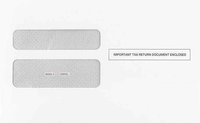 50 W2 Envelopes, Double Window Security Envelope For W2 2-Up Tax Forms, Designed for Printed W2 Laser Forms, For QuickBooks Desktop and Other Tax Software, 5 5/8’’ x 9’’, 50 Envelopes Gum Seal