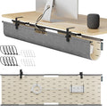 2-in-1 Under Desk Cable Management Tray & Privacy Panel, Dual-Sided Felt Cord Organizer to Hide Wires and Clutter, Desk Mount Cord Holder for Office and Home, Clamp or Screw Mount (Gray/Khaki, 45.3")