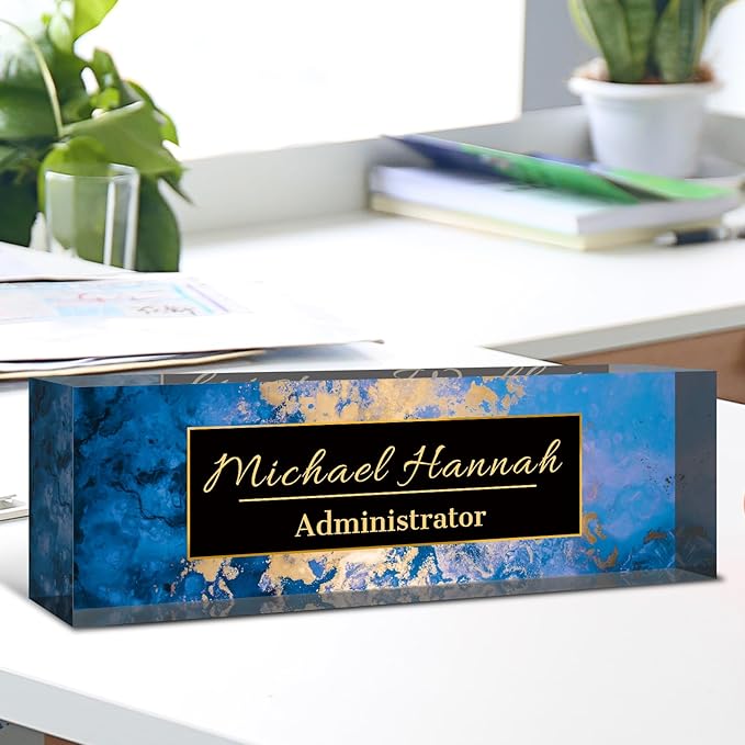 Desk Name Plate Personalized, Custom Name Plate for Desk, Acrylic Desktop Accessories, Office Gift & Decor for Women Men, Teacher Nurse Boss Employee Appreciation Gifts