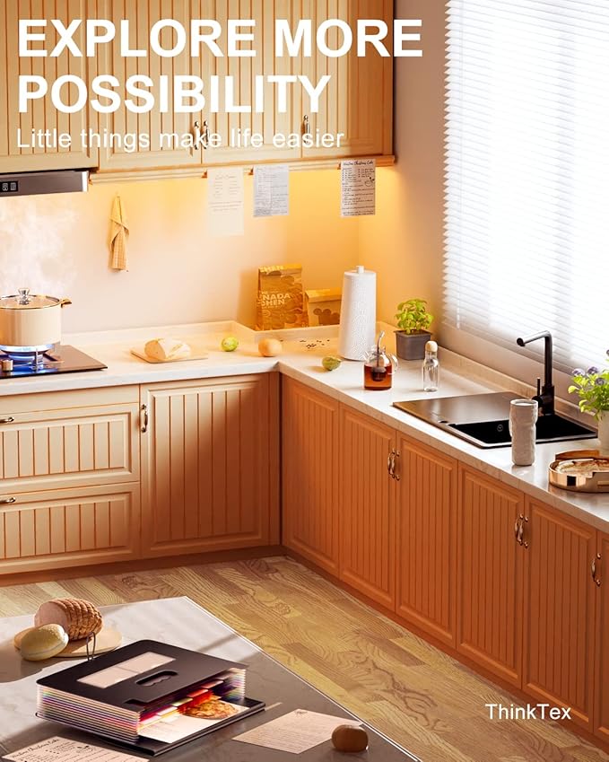 ThinkTex Accordion File Organizer, 12 Pockets Monthly Bill Receipt Organizer, Portable Expanding File Folders, Multi-Color Tabs, Letter/A4 Size - 2 Packs