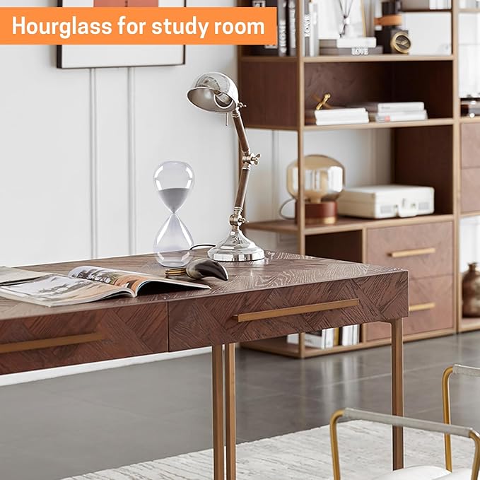 SWISSELITE Hourglass Sand Timers, Hourglass Sand Clock Inspired Glass for Home, Desk, Office Decor (8Inch-30Mins Gray)