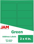 JAM PAPER Shipping Address Labels - Standard Mailing - 2 x 4 - Green - 120/Pack
