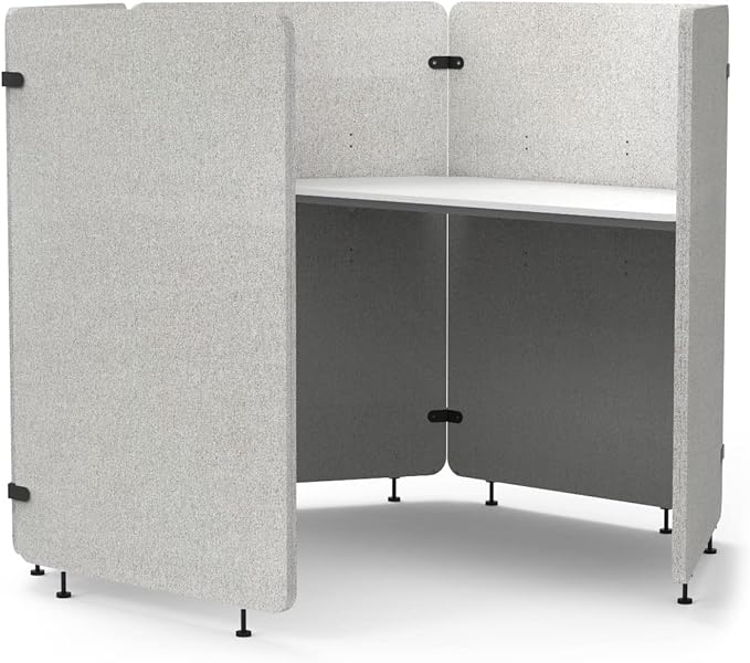Stand Up Desk Store Noise Reducing Recycled PET 5 Panel Workpod with Height Adjustable Desk (Cool Gray, 73" W x 64” D x 54.5” H)