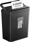 8-Sheet Cross Cut Paper Shredder P-4 Security with 4.2 Gal Bin & Portable Handle, Credit Card/Staple/Clip Shredder for Home Office Use