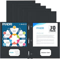 Two Pocket Folders, PANDRI 30 Pack Two Pocket Folders with Prongs, 3 Prong Folders Designed for Office and Classroom, Letter Size Black