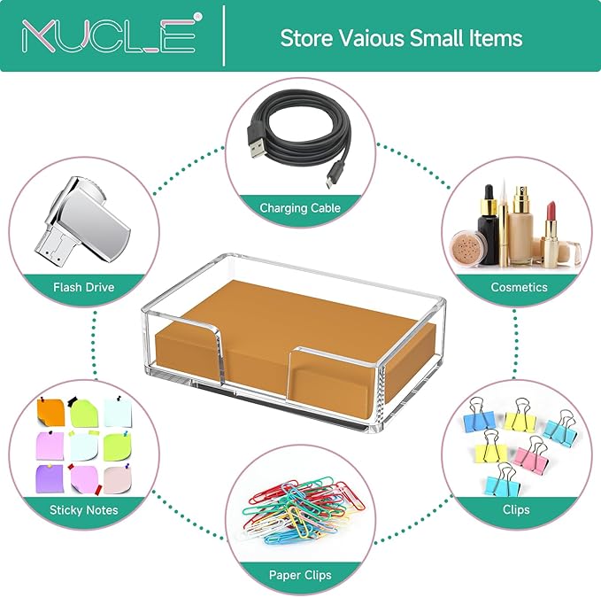 Sticky Note Holder, Crystal Clear Acrylic Notepad Holder 4x6 in Self-Stick Note Dispenser Office Desk Accessories, Memo Pad Holder Organizer for Classroom School Supplies