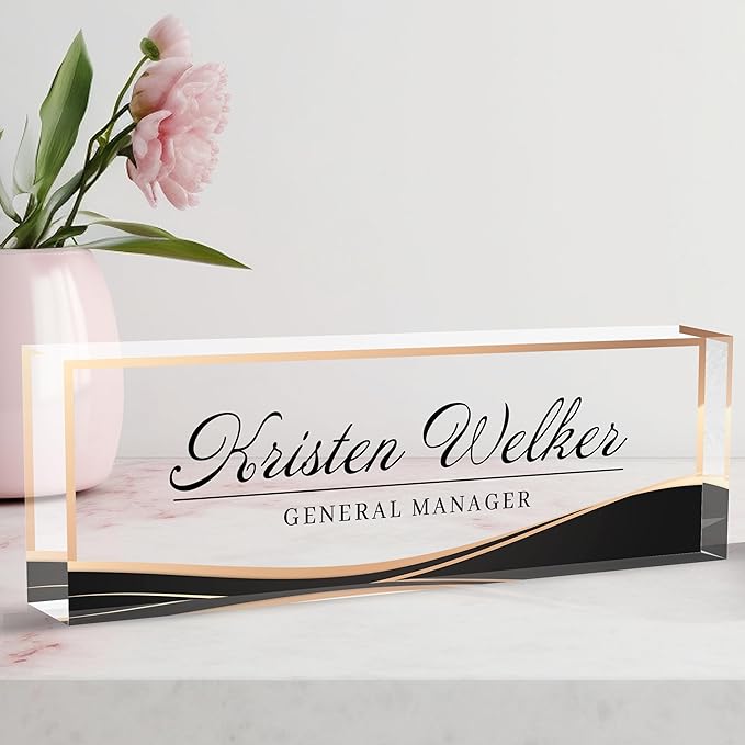 Acrylic Personalized Name Plate - Desk Decor for Women & Men, Office Gifts for Boss, Manager, Teacher, Nurse