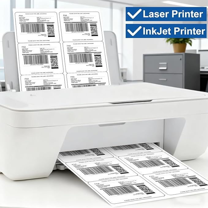 PAPRMA 3 1/3" x 4" Printable Label Paper White 50 Sheets, Shipping Address Label for Laser and Inkjet Printers, for 5164 8164 Label Sheet 300 Stickers
