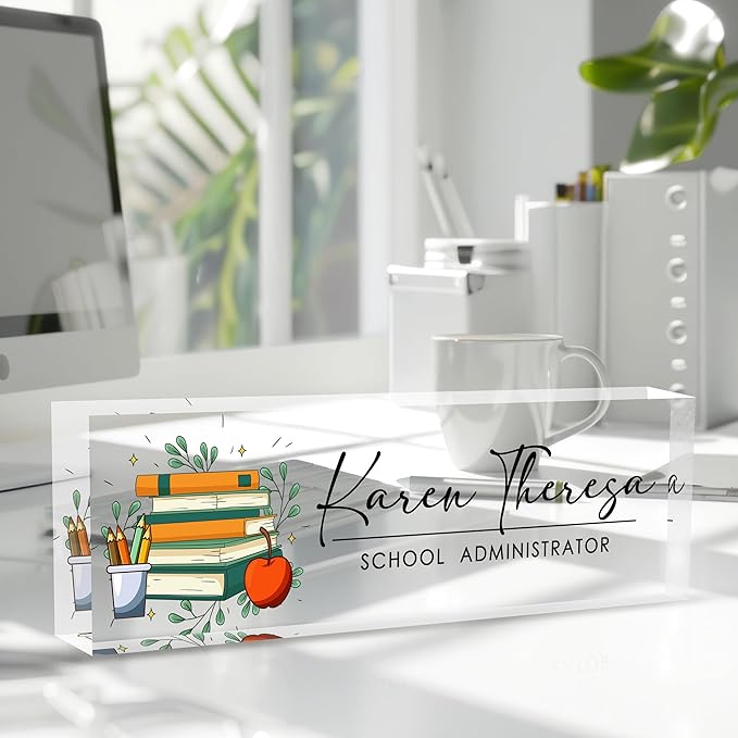 Custom Office Name Plate, Personalized Gifts for Women & Teachers, Office Desk Accessories