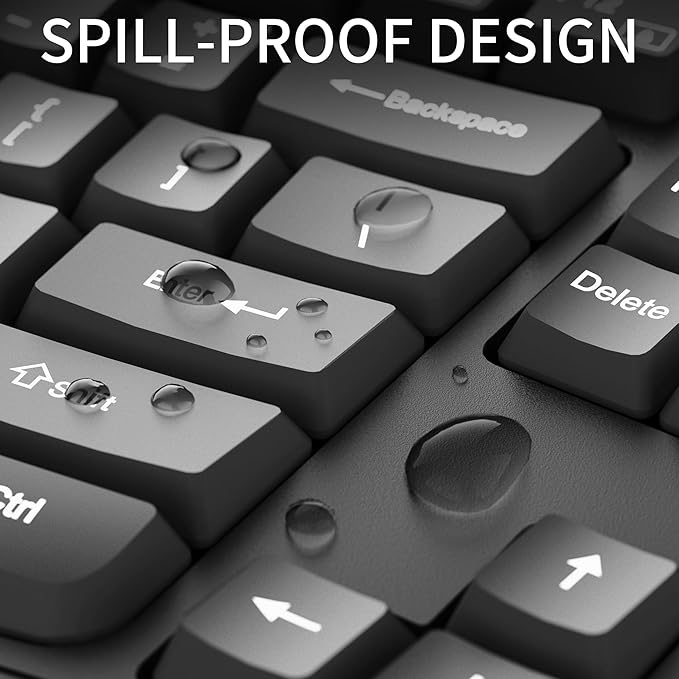 Wireless Keyboard and Mouse Combo,2.4G Full Size Wave Keys Ergonomic Keyboard with Wrist Rest for Natural Typing, 3 DPI Adjustable Ergonomic Silent Mouse for Computer/Laptop/Windows/Mac (Black)