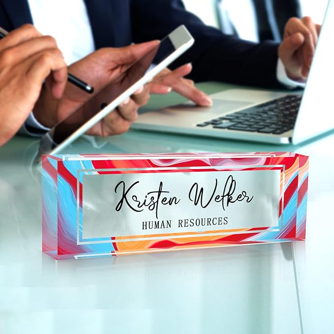 SalaGraphics Desk Name Plate Personalized, Custom for Desk, Office Decor Women Men, Acrylic Accessories, Gifts Coworkers Boss Teacher, Employee Appreciation (Colorful), colorful, 8”(L)x2.5(W)