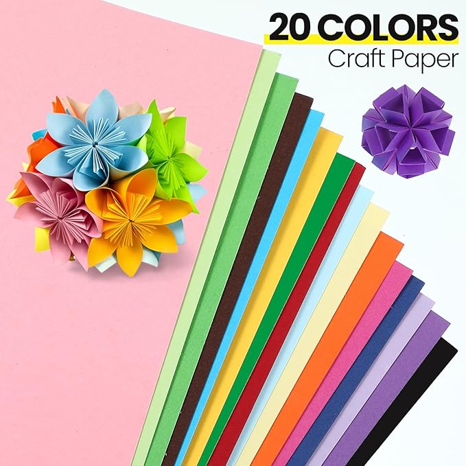 Yeaqee 1000 Sheets Colored Construction Paper Bulk 8.5 x 11'' and 12 x 18'' Construction Lightweight Art School Supplies Colorful Craft Paper for Adults Arts and Crafts