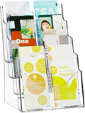 VEVOR Acrylic Brochure Holder 8.5 x 11 inch, 4-Tier Clear Acrylic Literature Display Stand, Plastic Literature Organizer Flyer Stand & Removable Divider for Office Exhibition, Countertop or Wall Mount