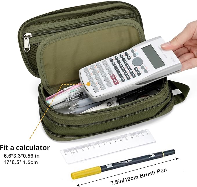 ATRIPACK Pencil Case Big Capacity High Large Storage Tactical Small Tool Pouch Bag Marker Pen Case Stationery Bag Travel Holder School College Office Organizer for Kids Men Women Adult Teens (Green)