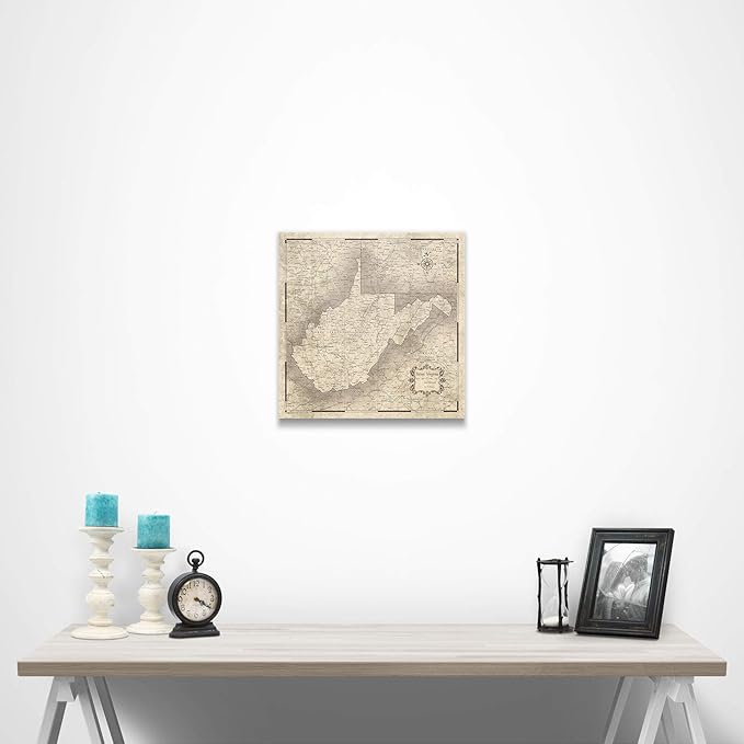 Conquest Maps Push Pin West Virginia Map Board - With Push Pins to Mark West Virginia Travel - Handmade in Ohio, USA - Design: Rustic Vintage