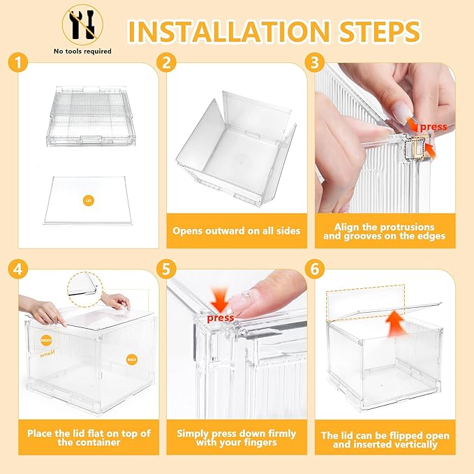 File Organizer Box with Lid,Hanging Filing Folder Organizer for Document Storage with Plastic Slide,Letter-size File Holder Filing Box for Office/Home/Decor/（2Pack）