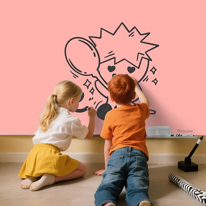 Magnetic Glass Whiteboard - 48"x36" Frameless Glass Dry Erase Board for Walls, Office, School, Home - Pink