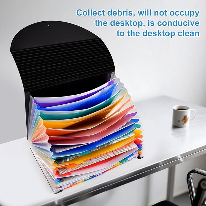 Accordion File Organizer, Expanding File Folders, 25 Pockets Bill Receipt Organizer with Colorful Tabs, Desktop Folders Letter A4 Paper Document Storage for Home Office