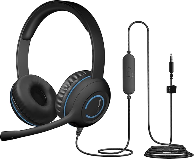 Cyber Acoustics 3.5mm Stereo Headset (AC-5002-5) – Durable, Crisp, and Clear Communication in Classrooms and at Home - 5 Pack