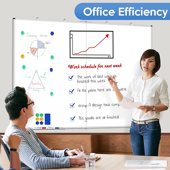 Large Whiteboard, Double Magnetic White Board for Wall, Dry Erase Whiteboard for Office Home & School (Silver, 60x48 inch)
