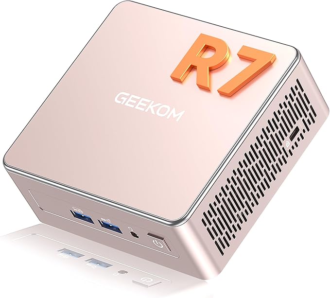 GEEKOM A5 Mini PC, with AMD Ryzen 7 5825U(Turbo 4.5GHz), 16GB RAM(Not LPDDR) & 1TB M.2 PCIe NVMe SSD, Vega 8 Graphics, Windows 11 Desktop Computer Support 8K UHD/Wi-Fi 6/Bluetooth 5.2 for Office,Gamer