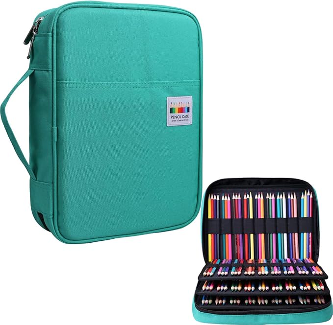 220 Slot Colored Pencil Case Pen Bag with Zipper for Artist Storage Organizer for Watercolor Pencil Gel Pen Marker Highlighter Large Capacity Handy Pencil Holder (Green)
