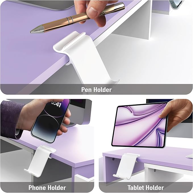 Simple Houseware Desk Dual Monitor Stand Riser with Drawer, Purple