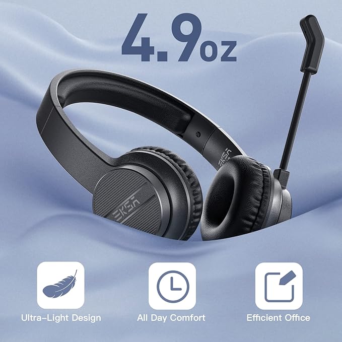 Headset with Microphone for PC Laptop, USB Wired Computer Headset with Volume & Mic Mute Controls, Lightweight All-Day Comfort Environmental Noise Canceling Headphones for Office Call Center Skype