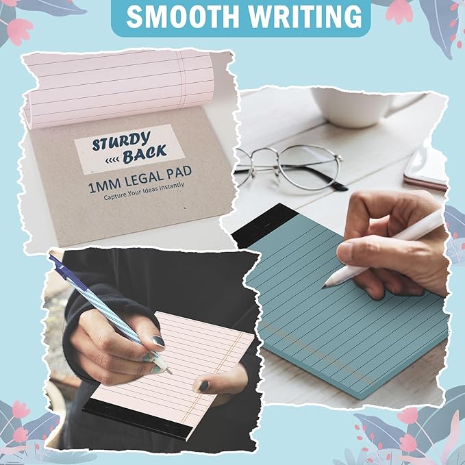 12 PCS 4" x 6" Small Legal Pads College Ruled Lined Mini Pad 80 GSM Vintage Colored Notepad 30 Sheets Memo & Scratch Notepads for Writing Home Office School Work Business To Do List Grocery Lists