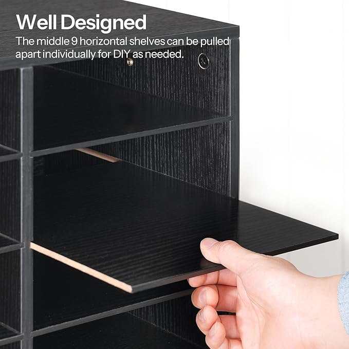 HOOBRO Wooden Literature Organizer, 36-Slot Mail Sorters, Removable Classroom Mailbox, Student Mailboxes for Classroom, Paper Storage Organizer, for Home, Office, Black BK36WF01