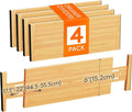 Lifewit 4 Pack 6" Deep Bamboo Drawer Dividers, 17.5-22" Expandable Drawer Organisers for Clothes, Adjustable Dresser Drawer Divider, Clothing Drawers Separators for Dresser, Bedroom, Bathroom, Office