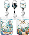 2 Pack Funny Diving Cat&Dog ID Badge Holder with Heavy Duty Retractable Reel Keychain for WomenStudents,Teachers, Nurses, Office Use 2