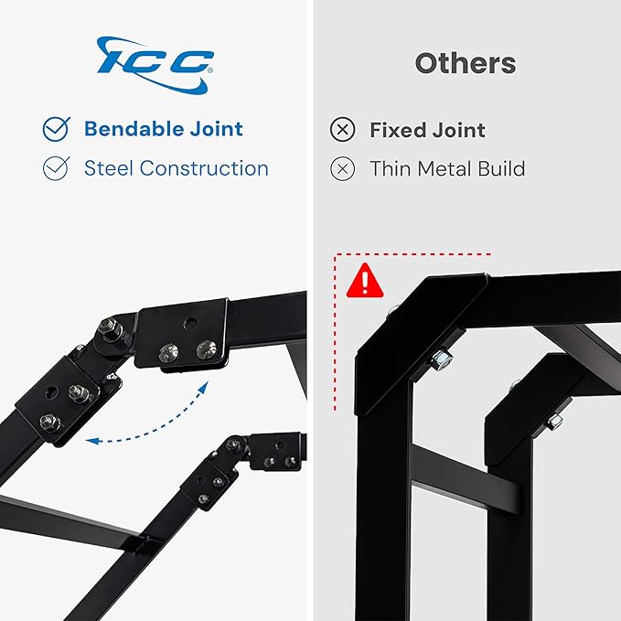 ICC Ladder Rack Swivel End Splice Kit – 2-Pack | Steel, Black Powder Coat, Adjustable Angle Connection