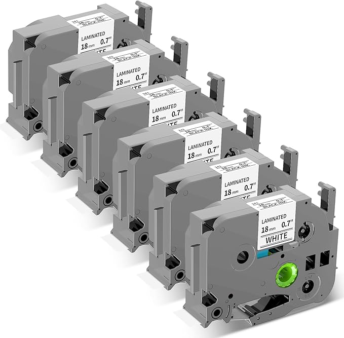 6-Pack Replace for Brother P Touch Label Tape TZe-241 TZe241 Compatible with Brother Label Maker Tape TZe TZ Tape PT-D410 PT-D400 PT-D610BT PT-D600, 3/4 18mm 0.7 Laminated Black on White, Anycolor
