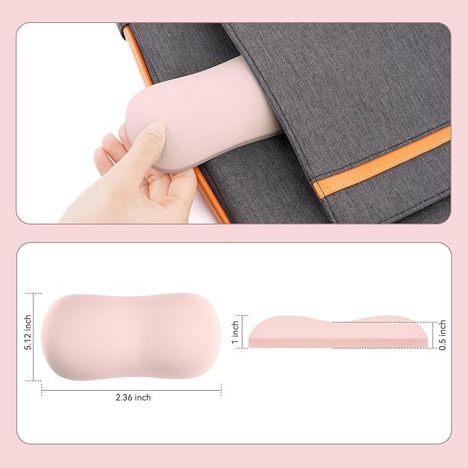 MOSISO Wrist Rest Silicone Ergonomic Air Cushion Mouse Support Pad, Keyboard Mouse Wrist Support for Typing, Gaming Pain Relief Pad Wrist Cushion for Computer, Laptop, Home & Office, Pink