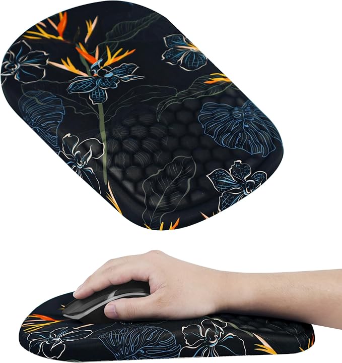 Ergonomic Mouse Pad with Wrist Support, Comfortable Memory Foam Mousepad with Massage Design and Non-Slip PU Base, Wrist Rest Mouse Pad for Office and Home, 12x8 Inch