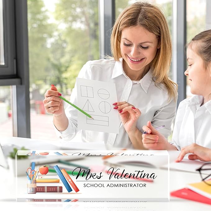 Acrylic Desk Name Plate Personalized, Office Desk Decor, Employee Appreciation Gifts, The Office Gifts for Boss, Manager, Teacher