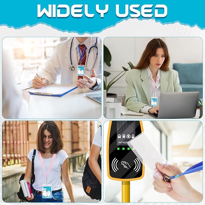 100 Pack Vertical ID Card Badge Holder Clear Plastic Sealable Waterproof Zip Name Tag for Work Office Nurse School