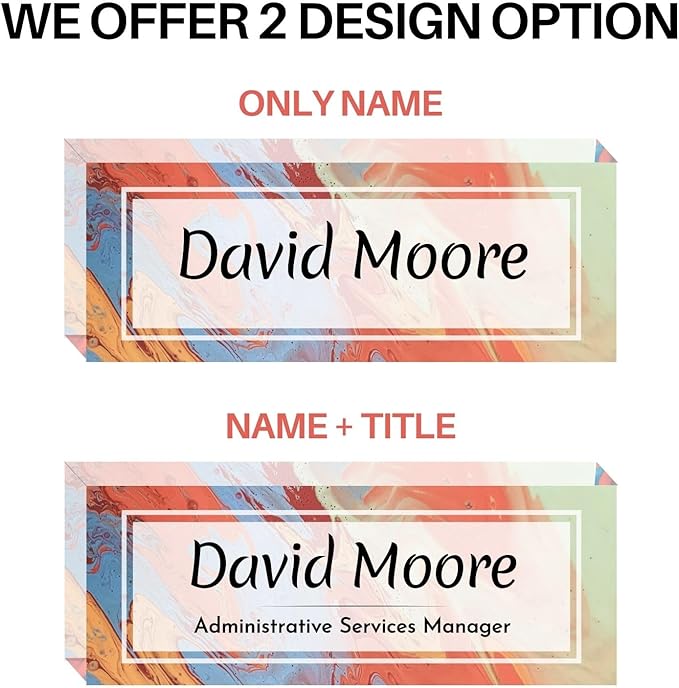 Customized Clear Acrylic Thick 8x3" Desk Name Plate Block with Personalized Logo - Professional Office Decor - Customized Acrylic Plate Gift for Teacher Co-workers, Christmas Gifts for Her, Thanksgiving Gifts (Colorful Paint)
